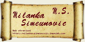 Milanka Simeunović vizit kartica